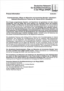 2015 09 30 Pressemitteilung DNQP Expertenstandard chronische Wunden
