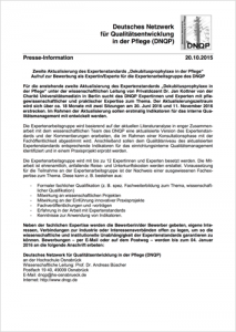 2015 10 20 Pressemitteilung DNQP Expertenstandard Dekubitusprophylaxe